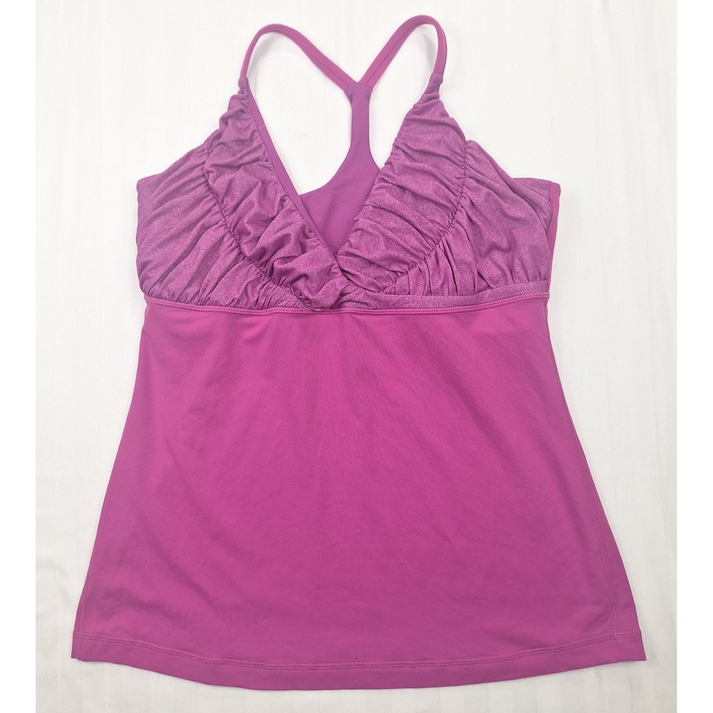 Lululemon Pure Balance Tank Top Magenta Purple Ruched Racerback‎ Size 12